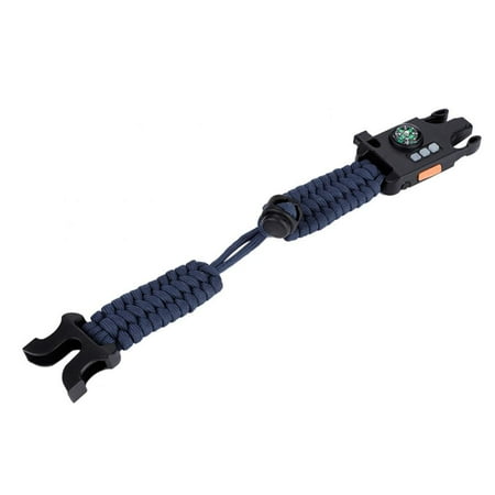 Outdoor Survival Paracord Wristband Whistle Compass LED Flashlight Bracelet